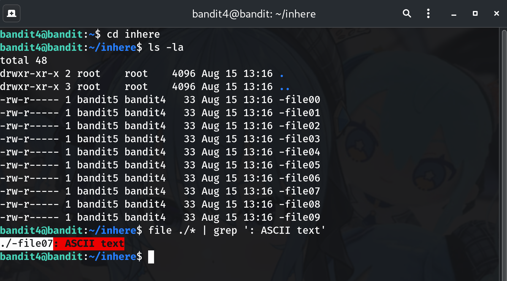 file + grep output