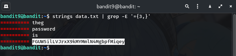 strings + grep
