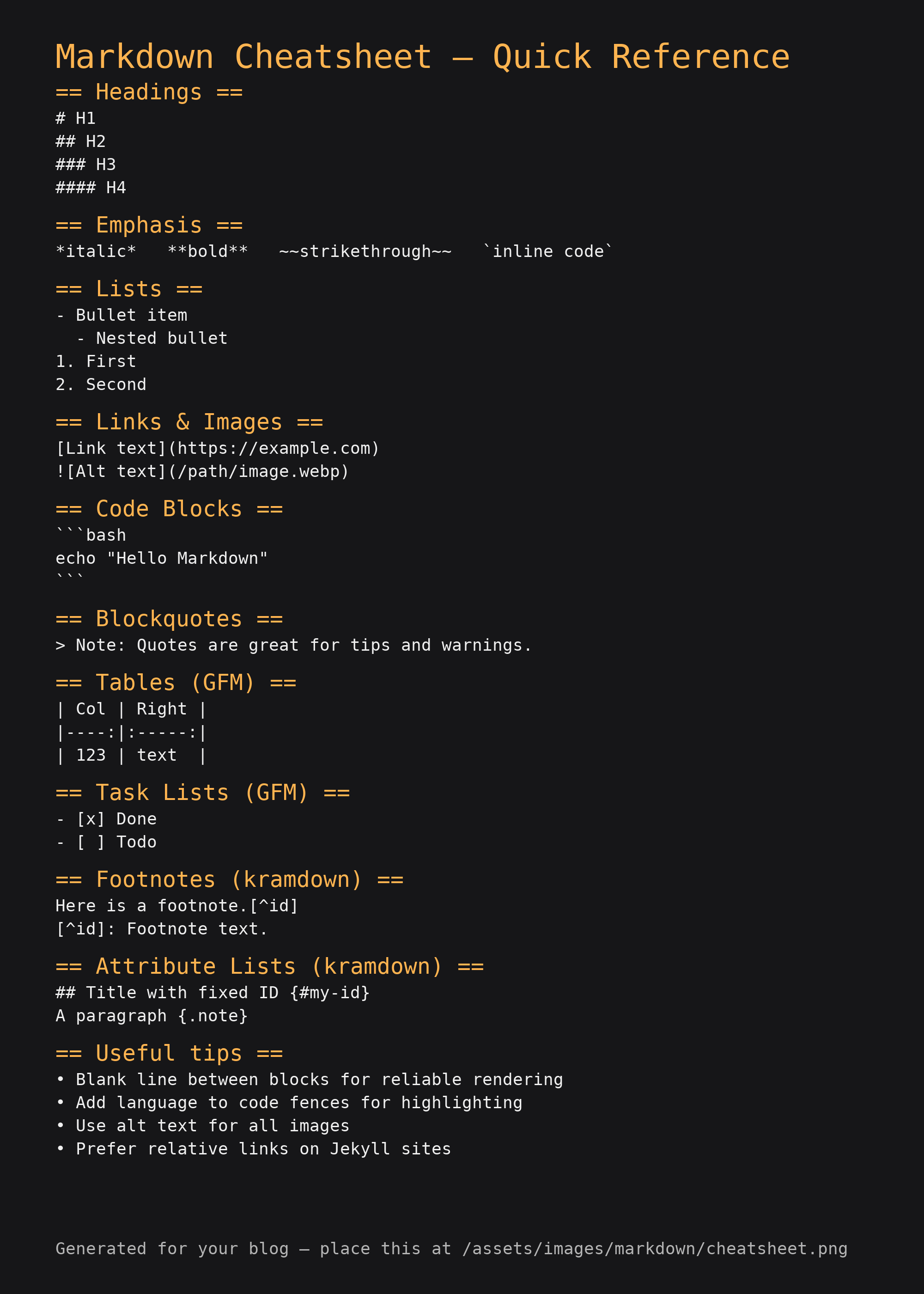 Markdown Cheatsheet